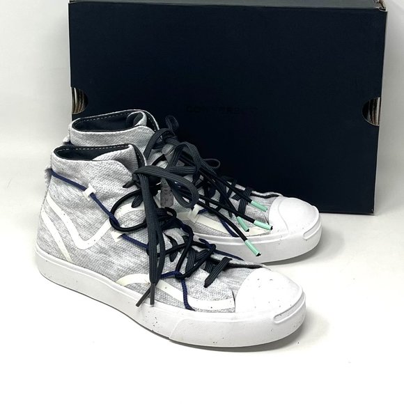 💖MEGA SALE💖Converse Jack Purcell Rally Mid White Gray Shoes Women  170947C - Picture 3 of 10